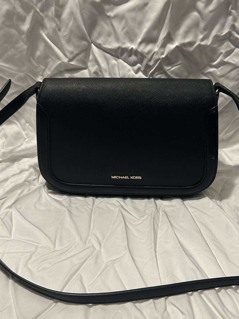 Minimalist Black Saddle Crossbody Bag